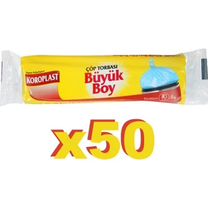 Çöp Poşeti Büyük Boy 10'lu 65 x 80 cm 50 Paket