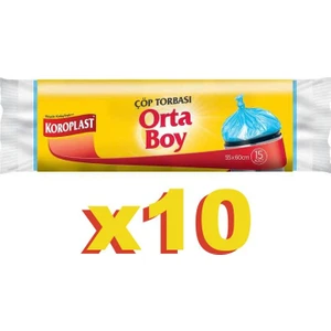 Orta Boy Çöp Torbası 15'li Mavi 55 x 60 cm 10 Paket