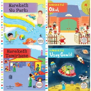 İş Bankası Hareketli Kitaplar 4 Lü Set (Su Parkı- Okul- Tamirhane- Uzay Gemisi