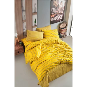 Cotton Life Fancy Çift Kişilik Nevresim Takımı - Stripe Sarı
