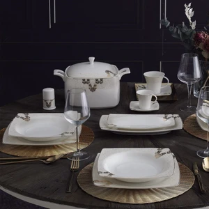 Güral Porselen 85 Parça Caroline Kare Bone 12 Kişilik Yemek Takımı GBSCR85KYT8305629