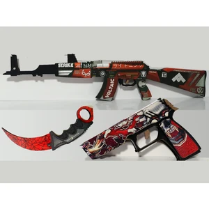 Ucuza Burada Ahşap Cs-Go Blood Sports Set3 Ak 47 Tüfek,tabanca ve Karambite Seti