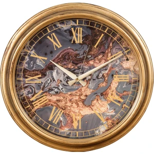 Mudo Concept Bronz Marble Duvar Saati 46 cm Yuvarlak Dekoratif Tasarım ile Modern Şıklık