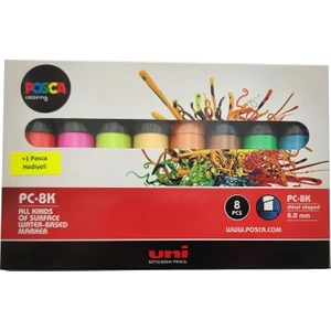 Uni-Ball Posca Pc-8k Su Bazlı Markör 7+1, 8 mm - Florasan Renkler
