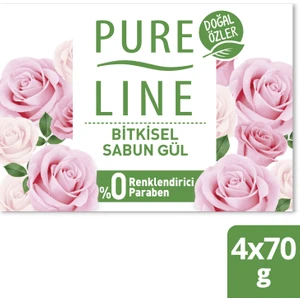 Pure Line Doğal Özler Bitkisel Bazlı Sabun Gül 4 x 70 gr