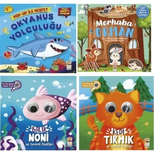 Hareketli Kitaplar 4'lü Set | Merhaba Orman - Okyanus Yolculuğu - Balık Noni - Kedi Tırmık