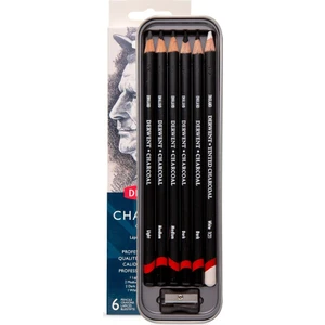 : Charcoal Pencil : Füzen Kalem Seti : 6'lı Metal Kutu