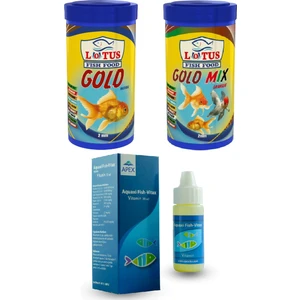 Japon Balığı Yem, Vitamin Seti, 250 ml Gold Natural, 250 ml Gold Red, Vitamin