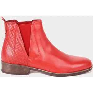 Bueno Shoes Deri Kırmızı Kadın Düz Bot