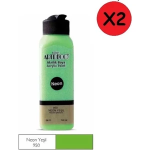 Akrilik Boya 140 ml Neon Yeşil Y-070R-950 2 Adet