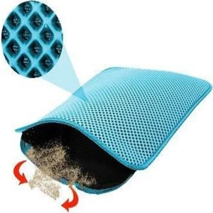 Elekli Kedi Tuvalet Önü Paspası 60X42 CM Kedi Paspası Turkuaz