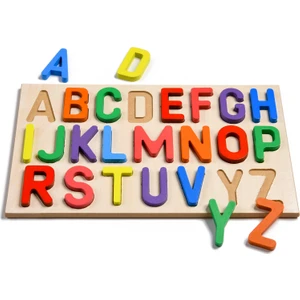 Türk Toys Ahşap Alfabe Puzzle Bultak – Renkli ve Eğitici Harf-Şekil Eşleştirme Oyunu, Çocuk Gelişimi İçin