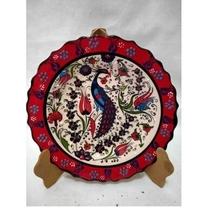 Sultan Çini -Çini El Emeği 18 cm Teşhip Sanatı Özel Tasarım Kabartma Desenli Tabak