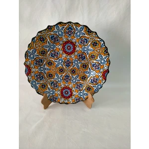 Sultan Çini El Emeği Desenli 18 cm Özel El İşi Teship Sanatı Duvar Tabağı