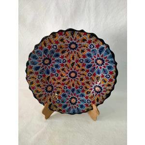 Sultan Çini Sultan Çini- Çini El Emeği Desenli 18 cm Özel El İşi Teship Sanatı Duvar Tabağı