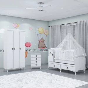 Garaj Home Sude Asansörlü Yıldız 3 Kapaklı Bebek Odası Takımı - Yatak ve Uyku Seti Kombinli