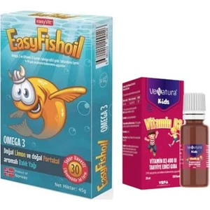 Çocuklar Için Omega 3 Balık Yağı 30 Çiğnenebilir Jel Form + Venatura D3 Vitamini 20 ml Damla