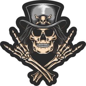 Sticker Atölyesi Kurukafa Rock & Roll Müzik Sticker - 13118