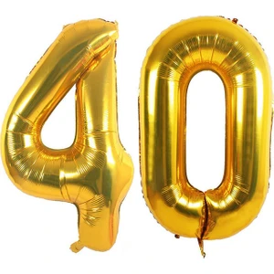 40.yaş Folyo Balon Seti Altın 40 cm