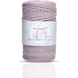 3 Büküm Pamuk Makrome İpi 3 mm  Taranan Makrome Halat İp 500 gr Bebe Pembesi