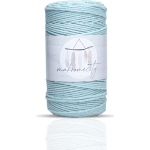 3 Büküm Pamuk Makrome İpi 3 mm  Taranan Makrome Halat İp 500 gr Mint