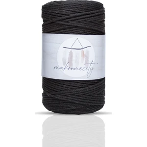 Makrome City 3 Büküm Pamuk Makrome İpi 3 mm  Taranan Makrome Halat İp 500 gr Acı Kahve