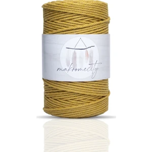 Makrome City 3 Büküm Pamuk Makrome İpi 3 mm  Taranan Makrome Halat İp 500 gr Hardal