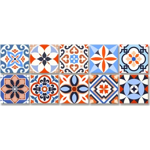 Kendinden Yapışkanlı Karma Meksika Desenli Pvc Karo 15X15 cm 10'lu Paket