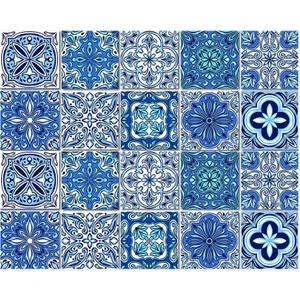Kendinden Yapışkanlı Mavilim Desenli Pvc Karo 10X10 cm 20'li Paket