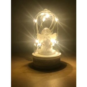 Peri LED Işıklı Fanus Içinde Işıklı Masum Beyaz Melek Biblo