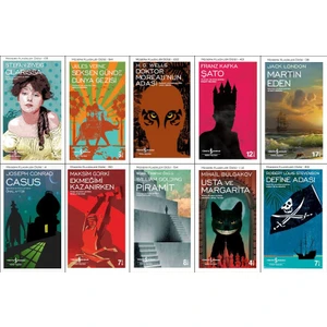 İş Bankası Modern Klasikler Dizisi 10 Kitap Set (Clarissa, Seksen Günde Dünya Gezisi, Doktor Moreau'nun Adası, Şato, Martin Eden, Casus, Ekmeğimi Kazanırken, Piramit, Usta ve Margarita, Define Adası)