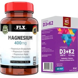Magnesium Elementleri 400 mg 60 Tablet + Vitamin D3 Vitamin K2 20 ml
