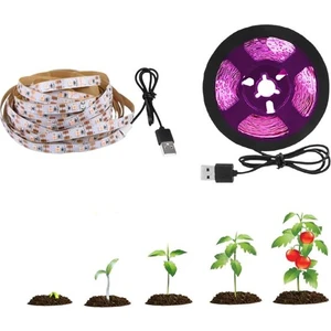 Tam Spektrum Bitki Büyütme Şerit Işık 5V USB Uç 3 m Dış Mekan