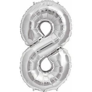 Gümüş Folyo Balon Sayılı Helyum Balon 100 cm Dev Boy 8