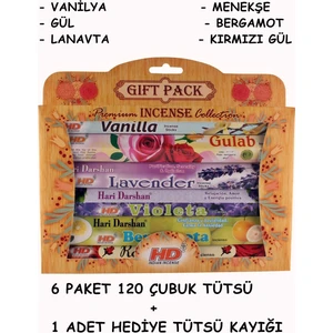 Tütsü 120 Çubuk 6 Paket Kayık Hediyeli Oda Kokusu Hediye Paketli Tütsü