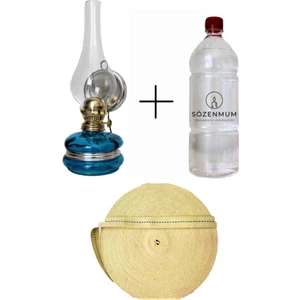 Klasik Gaz Lambası Mavi 500 ml Kandil Yakıtı 1 Metre Fitil Sözen Gaz Lambası Seti