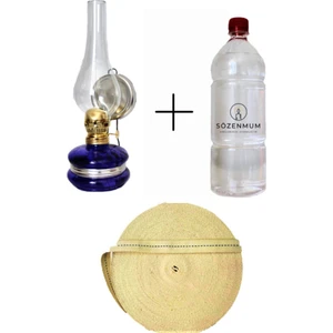 Klasik Gaz Lambası Mor 500ML Kandil Yakıtı 1 Metre Fitil Sözen Gaz Lambası Seti