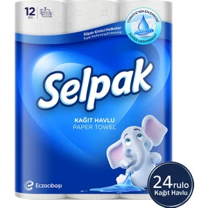 Kağıt Havlu 12 Rulo 2 Li Paket 24 Rulo