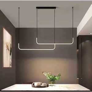 Modern LED Dekoratif Köşe Owal Tarz Sarkıt Avize 3000K Siyah