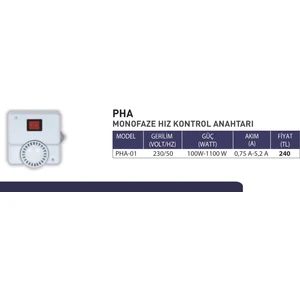 Fanex Fan Pha Monofaze Hız Kontrol Anahtarı