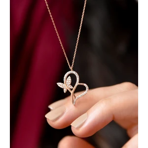 Papatya Silver 925 Ayar Beyaz Zirkon Taşlı Kalp Sonsuzluk Gümüş Kolye