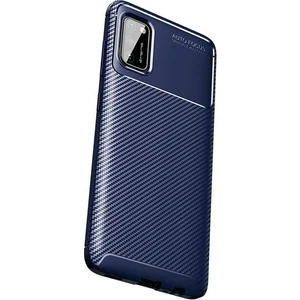 Tekno Grup Samsung Galaxy A02S Kılıf Karbon Desenli Lux Silikon + Tam Kaplayan 5d Cam Ekran Koruyucu Lacivert