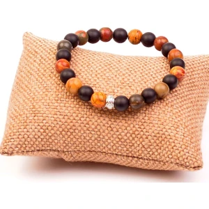 Taş Sandığı Jasper ve Obsidyen Taşı Bileklik - 8 mm