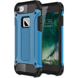 Case World Apple iPhone 8 Kapak Çift Katmanlı Zırh Tank Kılıf Mavi
