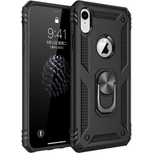 Case World Apple iPhone XR Kapak Military Yüzüklü Stantlı Panzer Tank Kılıf Siyah