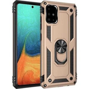 Case World Samsung Galaxy A51 Kapak Military Yüzüklü Stantlı Panzer Tank Kılıf Gold