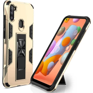 Case World Samsung Galaxy M11 Kapak Standlı Mıknatıslı Tank Kılıf Gold