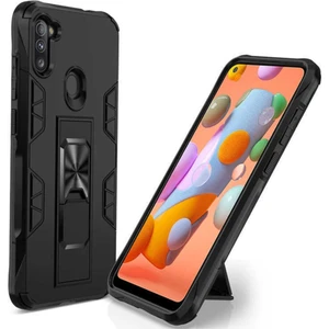 Case World Samsung Galaxy M11 Kapak Standlı Mıknatıslı Tank Kılıf Siyah