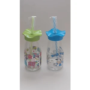 Pipetli Cam Süt Şişesi Yeşil - Mavi 2 Ad.