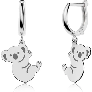 Sade Koala Beyaz Gümüş Küpe